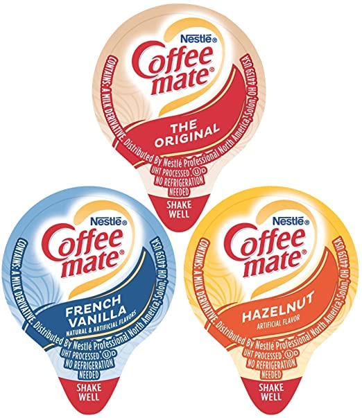 Coffee mate Liquid Creamer Singles Variety Pack, Original, French Vanilla, Hazelnut, 3 Flavors x 60 ct, 180/Box + BestBonus4U Coffee eBook