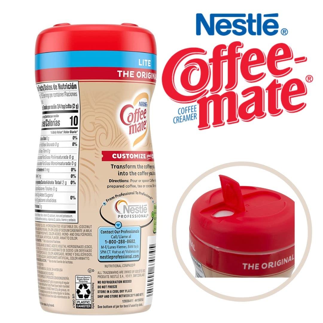 Nestle Coffee mate Coffee Creamer, The Original Lite, Non Dairy Powder Creamer, 11 Ounces (Pack of 03) + BestBonus4U Coffee Stirrer Spoon
