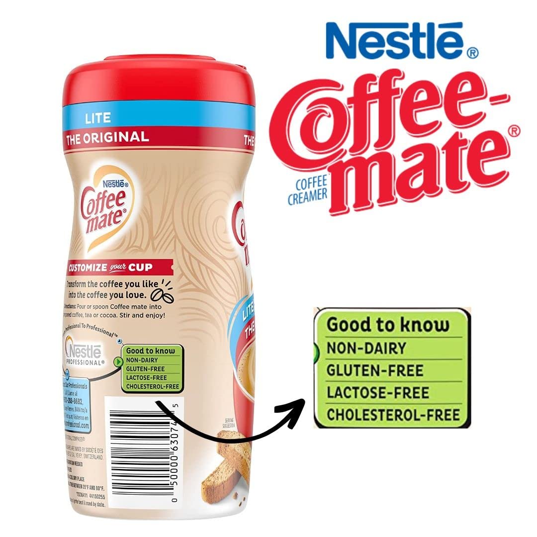 Nestle Coffee mate Coffee Creamer, The Original Lite, Non Dairy Powder Creamer, 11 Ounces (Pack of 04)  + BestBonus4U Coffee Stirrer Spoon